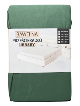 Przescieradło z gumką Jersey 90x200 , butelkowa zieleń