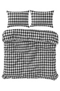 Pościel 160x220 + 2 poszewki | 100% bawełna | białe / czarne romby