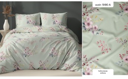 Pościel 180x200 + 2 poszewki | 100% bawełna | Kwiat jabłoni mięta