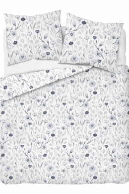 Pościel 180x200 + 2 poszewki | 100% bawełna | Kwiaty w błękicie