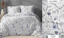 Pościel 180x200 + 2 poszewki | 100% bawełna | Kwiaty w błękicie