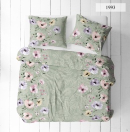 Pościel 180x200 + 2 poszewki | 100% bawełna | Kwiaty w mięcie.