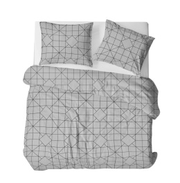 Pościel 180x200 + 2 poszewki | 100% bawełna | geometryczna czarna 2053