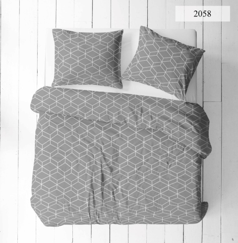 Pościel 180x200 + 2 poszewki | 100% bawełna | geometryczna biała 2058
