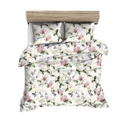 Pościel 180x200 + 2 poszewki | 100% bawełna | Kwiaty w beżu