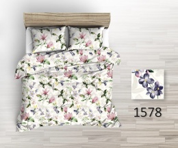 Pościel 180x200 + 2 poszewki | 100% bawełna | Kwiaty w beżu