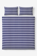 Pościel 160x220 + 2 poszewki | 100% bawełna | białe / niebieskie romby