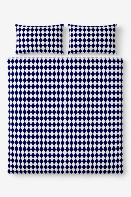 Pościel 160x220 + 2 poszewki | 100% bawełna | białe / niebieskie romby