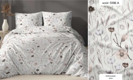 Pościel 220x240 + 2 poszewki | 100% bawełna | Kwiaty ecru