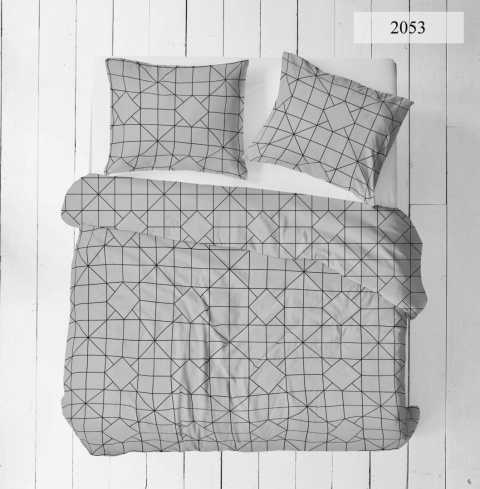 Pościel 220x240 + 2 poszewki | 100% bawełna | geometryczna czarny 2053