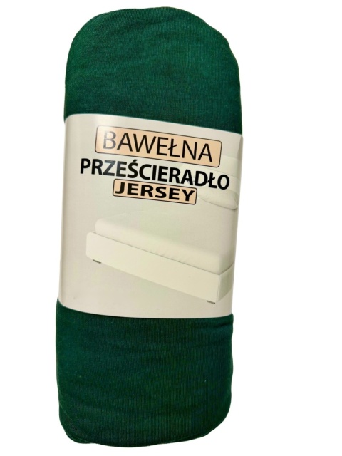 Przescieradło z gumką Jersey 160x200 , butelkowa zieleń
