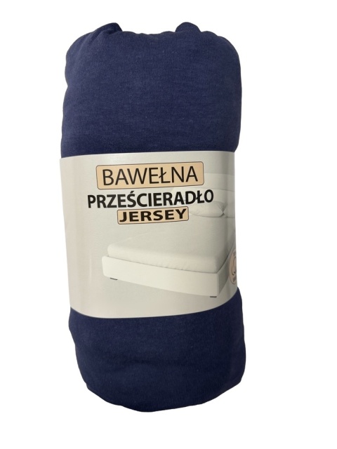 Przescieradło z gumką Jersey 180x200 , granatowe