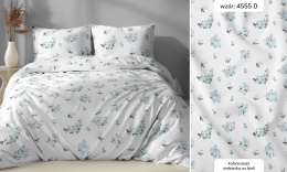 Pościel 140x200 + 2 poszewki | 100% bawełna | niebieskie róże na białym 4555 D