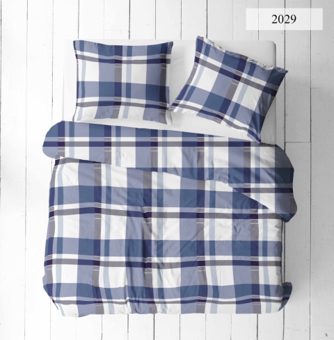 Pościel 180x200 + 2 poszewki | 100% bawełna | 2029 krata granat