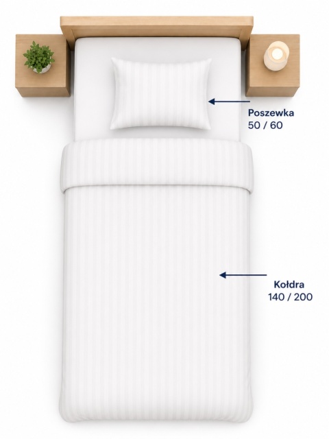 Pościel hotelowa ADAMASZEK 1 cm 140x200 + 50x60 | zamek ekspresowy | 100% bawełna