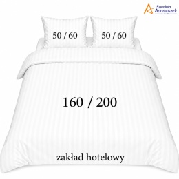 Pościel hotelowa Adamaszek 1 cm 160x200 + 2x50x60 biała – zakładka hotelowa | Szwalnia Adamaszek