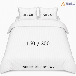 Pościel hotelowa Adamaszek 1 cm 160x200 + 2x50x60 biała – zamek ekspresowy | Szwalnia Adamaszek