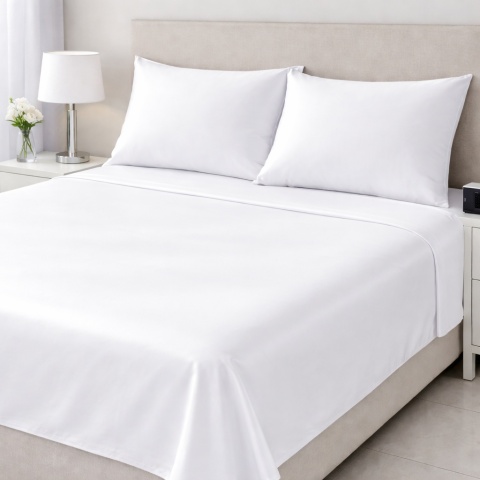 Pościel Hotelowa Biała Satyna 160x200 + 2x poszewka 70x80 | 100% Bawełna – zamek ekspresowy | Szwalnia Adamaszek