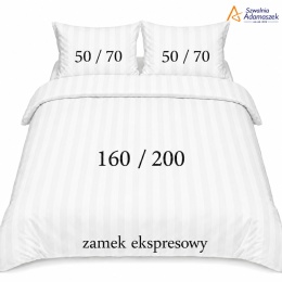 Pościel hotelowa Adamaszek 2 cm 160x200 + 2x50x70 biała – zamek ekspresowy | Szwalnia Adamaszek