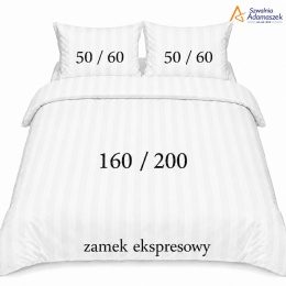 Pościel hotelowa Adamaszek 2 cm 160x200 + 2x50x60 biała – zamek ekspresowy | Szwalnia Adamaszek