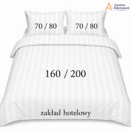 Pościel hotelowa Adamaszek 2 cm 160x200 + 2x70x80 biała – zakładka hotelowa | Szwalnia Adamaszek
