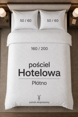 Pościel hotelowa PŁÓTNO 160x200 +2x 50x60 | Zamek ekspresowy | 100% bawełna