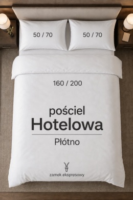 Pościel hotelowa PŁÓTNO 160x200 +2x 50x70 | Zamek ekspresowy | 100% bawełna