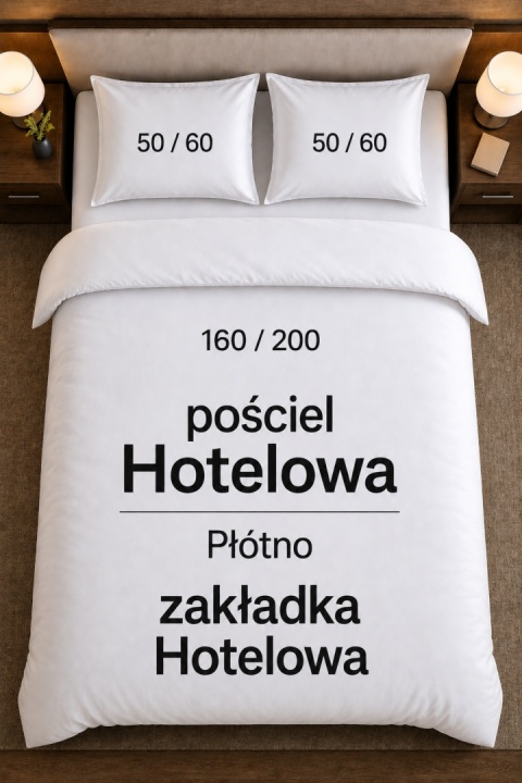 Pościel hotelowa PŁÓTNO 160x200 +2x 50x60 | Zakładka Hotelowa | 100% bawełna