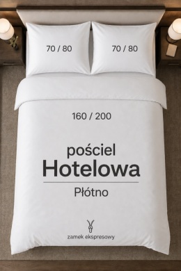 Pościel hotelowa PŁÓTNO 160x200 +2x 70x80 | Zamek ekspresowy | 100% bawełna