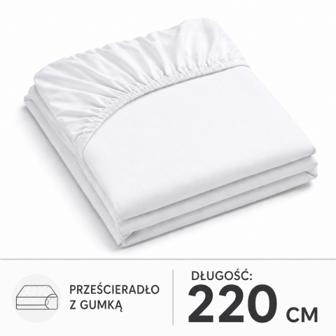 Prześcieradło z gumką bawełna płótno na materac o długości 220 cm – różne rozmiary