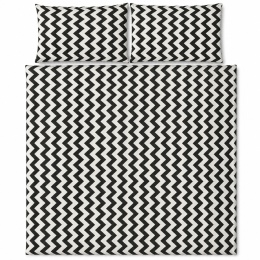 Pościel 160x220 + 2 poszewki| 100% bawełna | biały / czarny zygzak