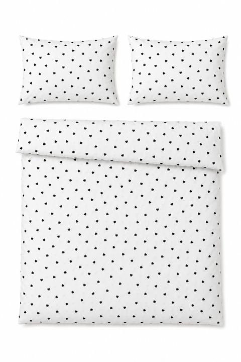 Pościel 160x220 + 2 poszewki| 100% bawełna | czarne serduszka