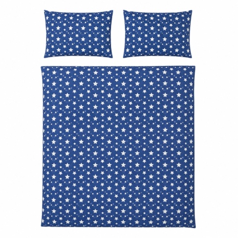 Pościel 160x220 + 2 poszewki| 100% bawełna | gwiazdki w granacie
