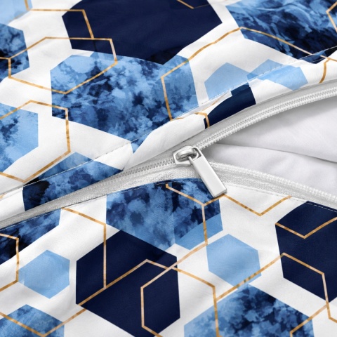 Pościel 180x200 + 2 poszewki | 100% bawełna | niebieski Hexagon