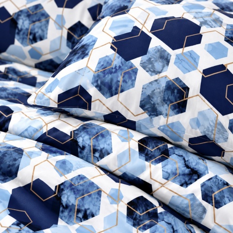 Pościel 180x200 + 2 poszewki | 100% bawełna | niebieski Hexagon