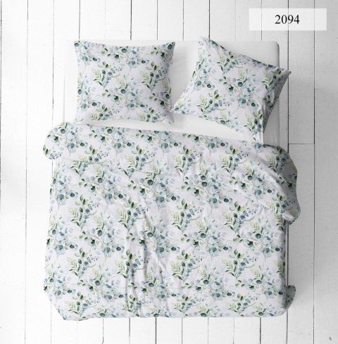 Pościel 180x200 + 2 poszewki | 100% bawełna | 2094 zielona Gałązka