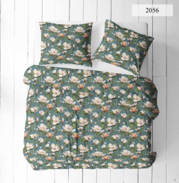 Pościel 200x200 + 2 poszewki | 100% bawełna | 2056 lilia na zielonym