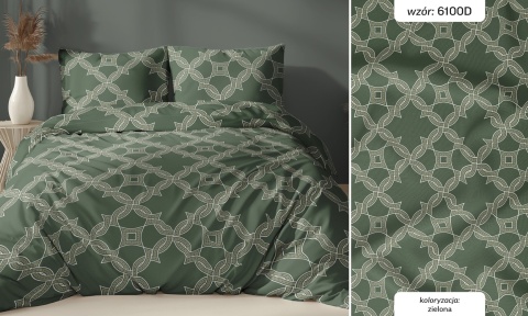 Pościel 220x200 + 2 poszewki | 100% bawełna | 6100 D Zielona Arabeska