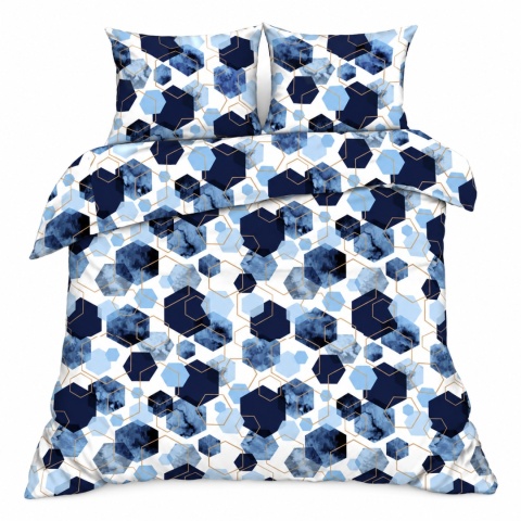 Pościel 220x200 + 2 poszewki | 100% bawełna | niebieski Hexagon