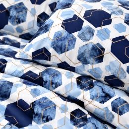 Pościel 220x240 + 2 poszewki | 100% bawełna | niebieski Hexagon