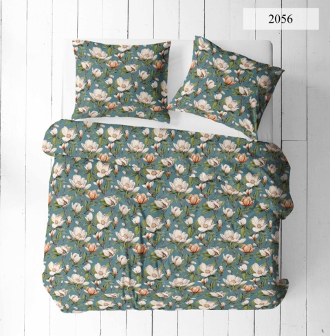 Pościel 220x240 + 2 poszewki | 100% bawełna | 2056 lilia na zielonym