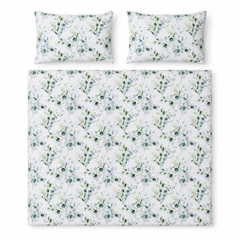 Pościel 220x240 + 2 poszewki | 100% bawełna | 2094 zielona gałązka