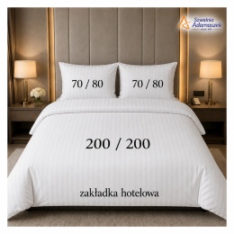 Pościel Hotelowa Adamaszek 1 cm 200x200 + 2x poszewka 70x80 | 100% Bawełna – Zakładka Hotelowa | Szwalnia Adamaszek