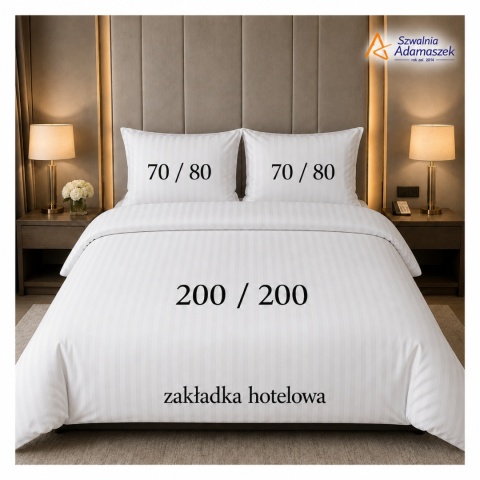 Pościel Hotelowa Adamaszek 1 cm 200x200 + 2x poszewka 70x80 | 100% Bawełna – Zakładka Hotelowa | Szwalnia Adamaszek