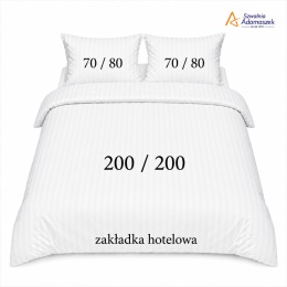 Pościel Hotelowa Adamaszek 1 cm 200x200 + 2x poszewka 70x80 | 100% Bawełna – Zakładka Hotelowa | Szwalnia Adamaszek