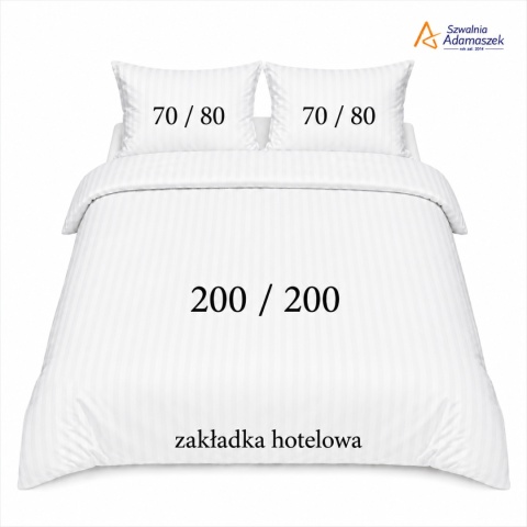 Pościel Hotelowa Adamaszek 1 cm 200x200 + 2x poszewka 70x80 | 100% Bawełna – Zakładka Hotelowa | Szwalnia Adamaszek