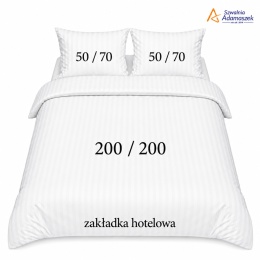 Pościel Hotelowa Adamaszek 1 cm 200x200 + 2x poszewka 50x70 | 100% Bawełna – Zakładka Hotelowa | Szwalnia Adamaszek