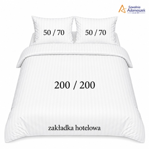 Pościel Hotelowa Adamaszek 1 cm 200x200 + 2x poszewka 50x70 | 100% Bawełna – Zakładka Hotelowa | Szwalnia Adamaszek