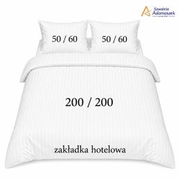Pościel Hotelowa Adamaszek 1 cm 200x200 + 2x poszewka 50x60 | 100% Bawełna – Zakładka Hotelowa | Szwalnia Adamaszek