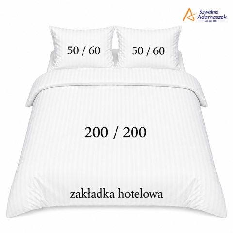 Pościel Hotelowa Adamaszek 1 cm 200x200 + 2x poszewka 50x60 | 100% Bawełna – Zakładka Hotelowa | Szwalnia Adamaszek